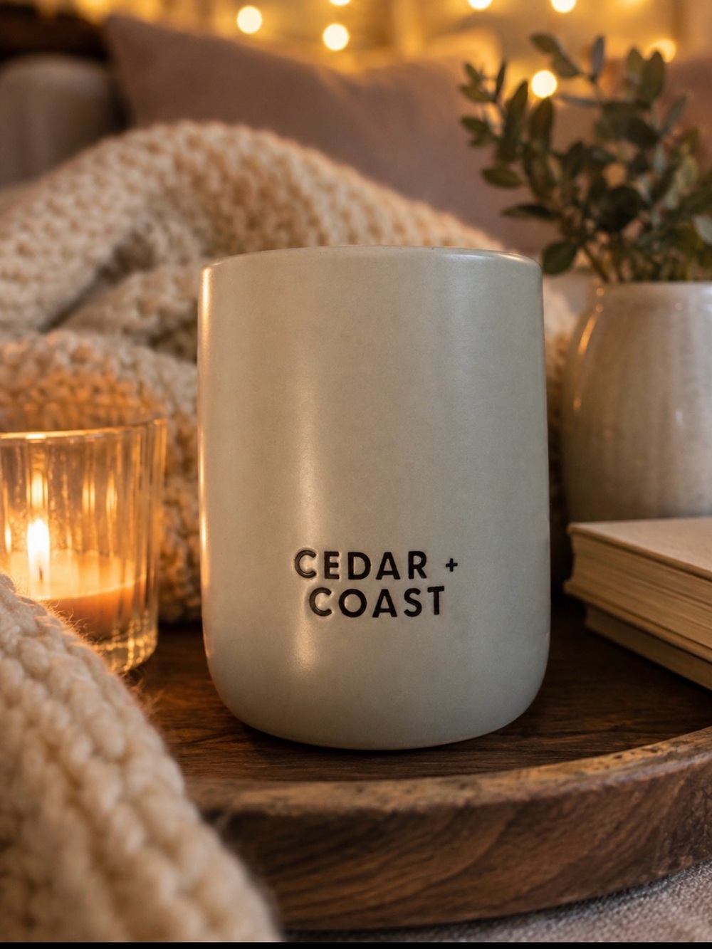 Hand-Poured Double Wick Soy Blend Candle in Cream Ceramic Bowl